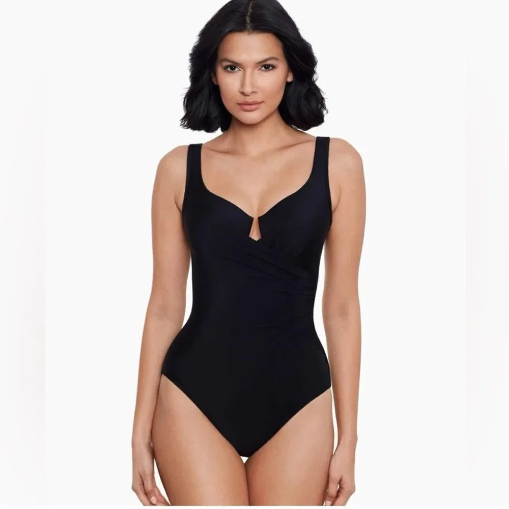 Miraclesuit women’s escape one piece swimsuit bathing suit black slimming 16‎